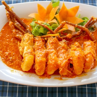 Tôm Thẻ Sốt Singapore + Bánh Mì